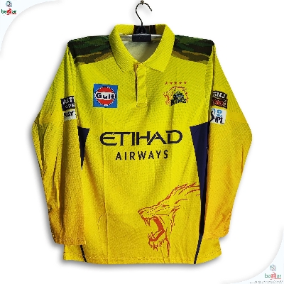 Picture of Chennai Super King Premium Full sleeve Collar Polo Cricket Jersey For Men - CSK Long Sleeve IPL T Shirt - Chennai Jersey 2026/27 - Yellow