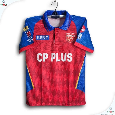 Picture of Punjab Kings Premium IPL Cricket Jersey For Men - PK Half Sleeve Collar Polo IPL Jersey - Punjab Jersey 2026 - Red