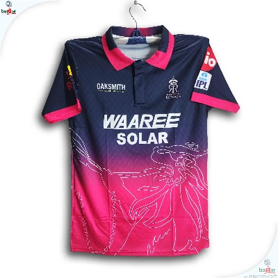Picture of Rajasthan Royals Premium Cricket Jersey For Men - RR Half Sleeve Collar Polo IPL T Shirt - Rajasthan Jersey 2026 - Pink