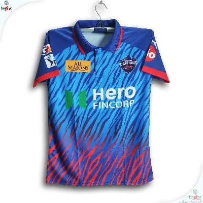 Picture of Delhi Capitals Premium IPL Cricket Jersey For Men - DC Half Sleeve Collar Polo IPL t shirt - Delhi Jersey 2026 - Blue