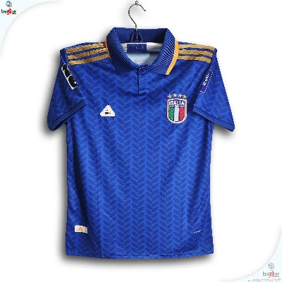 Picture of Italy World Cup Jersey 2026 Thai Premium Football Jersey For Men - Half Sleeve Collar Polo World Cup Jersey - Italy Jersey 2026 - Blue