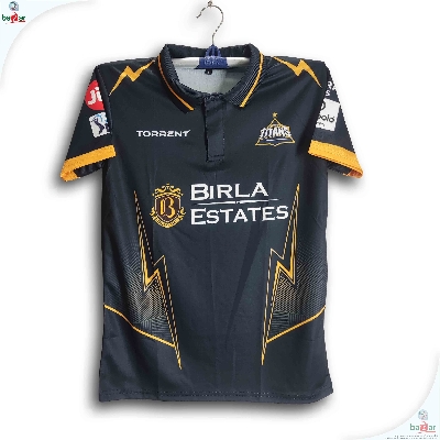 Picture of Gujarat Titans Premium IPL Cricket Jersey For Men - GT Half Sleeve Collar Polo IPL T Shirt - Gujarat Jersey 2026 - Blue