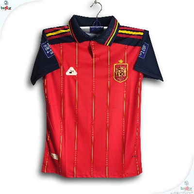 Picture of Spain World Cup Jersey 2026 Thai Premium Football Jersey For Men - Half Sleeve Collar Polo World Cup Jersey - Spain Jersey 2026 - Red