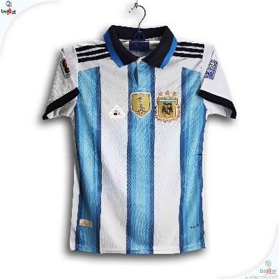 Picture of Argentina World Cup Jersey 2026 Thai Premium Football Jersey For Men - Half Sleeve Collar Polo Jersey - Argentina Jersey 2026 - Light blue