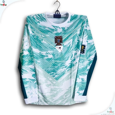Picture of Portugal World Cup Jersey 2026 Thai Premium Football Jersey For Men - Long Sleeve t shirt - Portugal Jersey 2026 - Light green