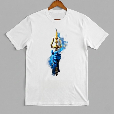 Picture of Divine Trishul Edition 200 GSM Premium Cotton White T-Shirt - White