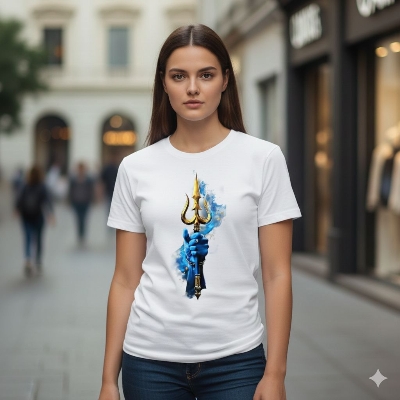 Picture of Divine Trishul Edition 200 GSM Premium Cotton White T-Shirt - White