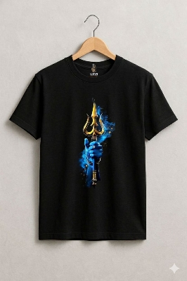 Picture of Trishul Printed Lycra Unisex T-Shirt – Black | Premium Stretch Fabric - Black