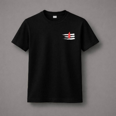 Picture of Black Mahadeb Tilak Printed Cotton T-Shirt for Men & Woman| Basic Half Sleeve Hindu Devotional T-Shirt | Vaidik Bastraloy - Black