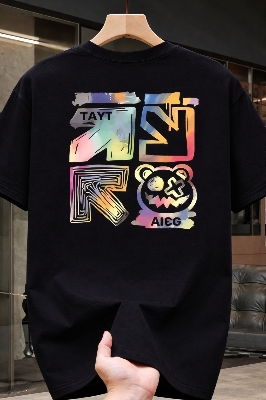 Picture of Signature Graffiti 200+ GSM Premium Cotton Drop Shoulder Black T-Shirt - Black