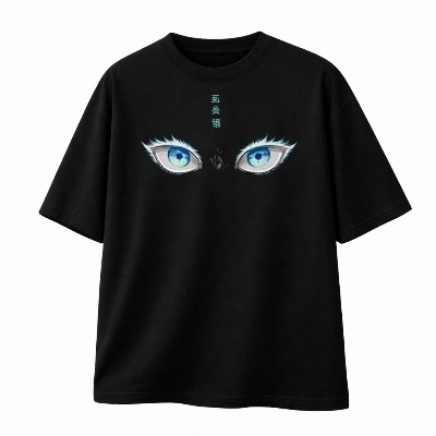 Picture of Jujutsu Kaisen-Gojo Satoru 200+ GSM Premium Cotton Drop Shoulder T-Shirt - Black