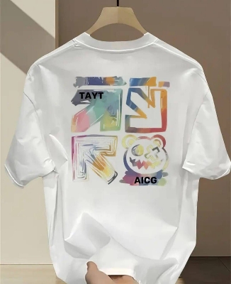 Picture of Signature Graffiti 200+ GSM Premium Cotton Drop Shoulder White T-Shirt - White