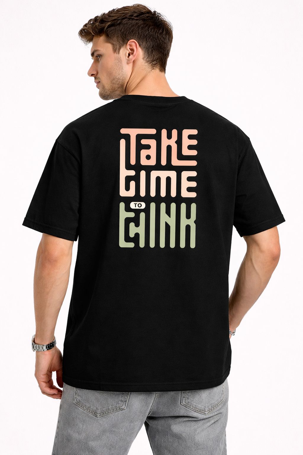 Picture of Premium Men's Semi Drop Shoulder T shirt Black Color - Adventure - Cotton Fabric Soft & Comfortable - Tshirt For Men - Black