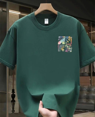 Picture of Signature Graffiti 200+ GSM Premium Cotton Drop Shoulder Bottle Green T-Shirt - Emerald Green
