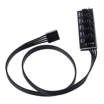 Picture of Fan Hub Distributor 4-Pin 1 to 5 PC CPU Heatsink Box Fan Distributor Hub Adapter Cable for Computer Cooler (Black)