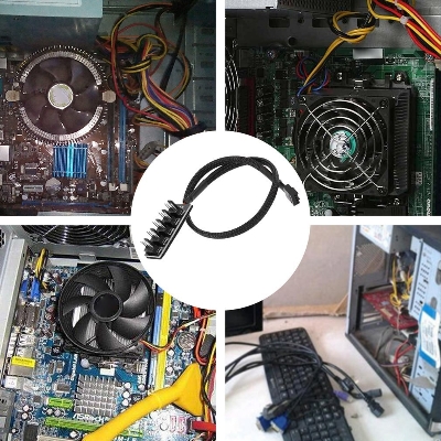 Picture of Fan Hub Distributor 4-Pin 1 to 5 PC CPU Heatsink Box Fan Distributor Hub Adapter Cable for Computer Cooler (Black)
