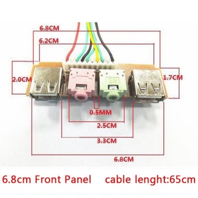 Picture of PC Computer Case Front Panel USB Audio Port Mic Earphone Cable Line (Black)