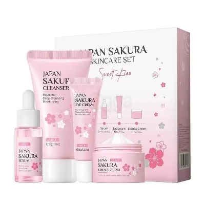 Picture of Laikou Japan Sakura Skin Care Set Sweet Kiss - 4pcs (Pink)