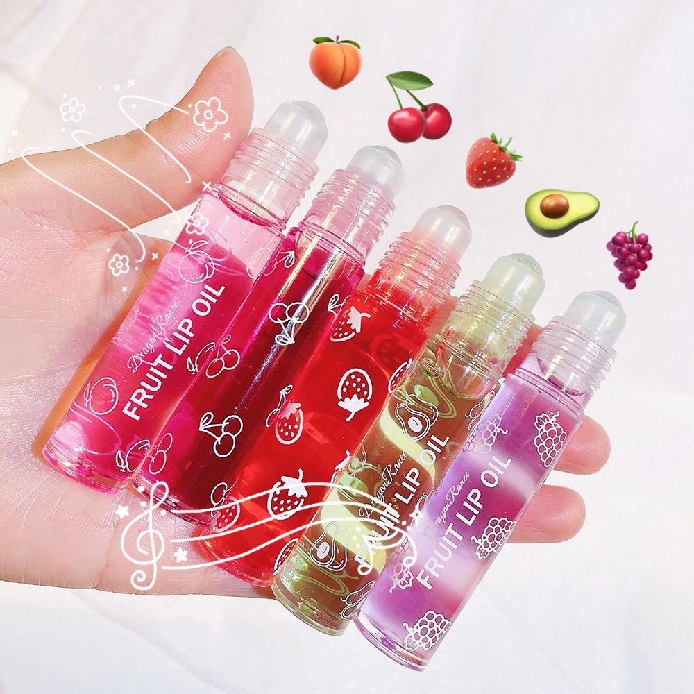 Picture of Dragon Ranee 4 Pcs Fruit Lip Oil Set Lip Gloss Crystal Jelly Liquid Lipstick Set 