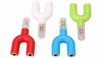 Picture of 2 Dual Female Audio Headphone Splitter Adapter (Black)