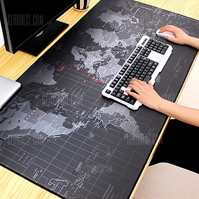 Picture of Office Mouse Pad - World Map- Gaming Big Size 35/16inh (Black)