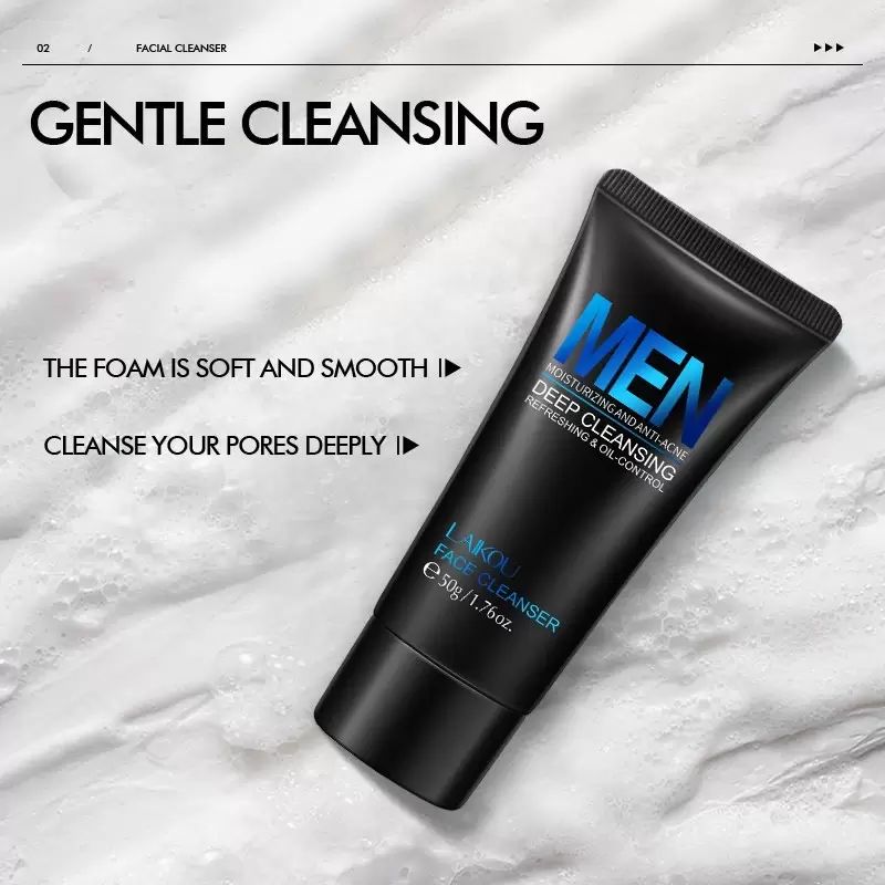Picture of LAIKOU - Men's Exfoliating Facial Cleanser Natural Face Cleanser For Oily Acne Oil Control(50gm) 