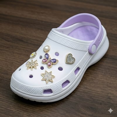 Picture of Premium Purple Trim Floral Clogs | Casual Women Sandals