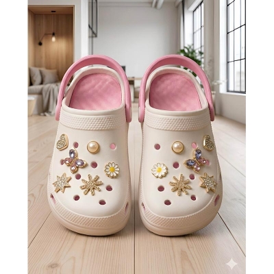 Picture of Premium Pink-Trim Floral Clogs | Casual Women Sandals