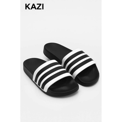 Picture of Premium 3-Stripes Men’s Slides – White & Black | Lightweight EVA Anti-Slip Comfort Slipper – Original China Stock