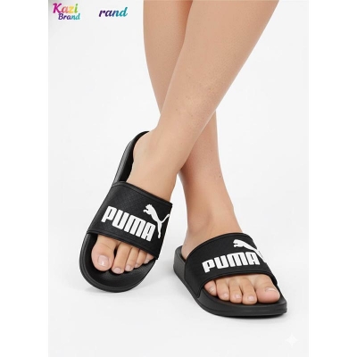 Picture of PUMA Logo Black Slides Slipper for Men and Women | Casual Trendy Flat Sandal | Stylish Black Slides/Slippers/Sandals for Men and Women