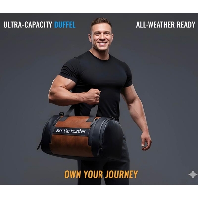 Picture of Arctic Hunter 4-in-1 Waterproof Duffel Gym Bag for Men with Separate Shoe Compartment | Small to Large Capacity Leather Travel Sports Bag - 🔥 Best for Fitness & Weekend Trip | Premium Quality