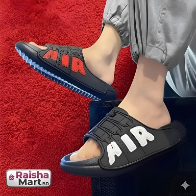 Picture of Men’s Black AIR Slides & Sandals – Trendy Fashionable Lightweight Comfortable Slippers & Shoes, New Design for Daily, Summer, Casual & Perfect Stylish Wear, Available in Black, Blue, White & Multiple Colors, Fashionable & Comfortable for All Ages