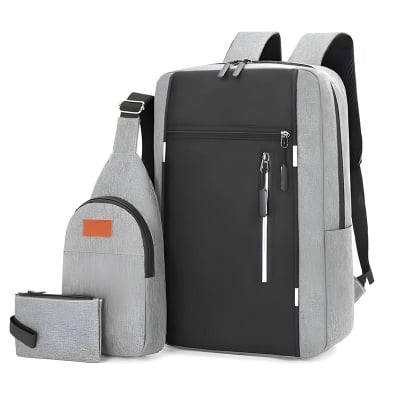 Picture of Cross-Border Premium 3-in-1 Laptop Backpack Set – USB Rechargeable Multifunction Business & Travel Bag for Men | Large Capacity, Waterproof, Stylish School & Computer Backpack