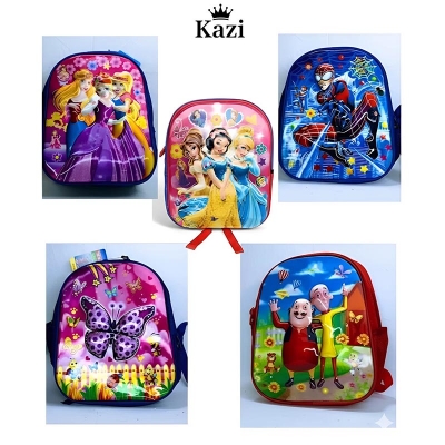 Picture of Kazi Brand Kids 3D Cartoon School Bag for Girls & Boys | Princess, Spiderman, Motu Patlu, Captain America, Butterfly Backpack | Play Group / Nursery / KG Class | Waterproof