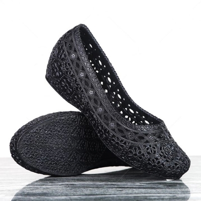 Picture of Pump shoe for women | HIR-57 | Black Wedged peep toe sandal for girls Heel shoe for women shoe for girls Balck Color