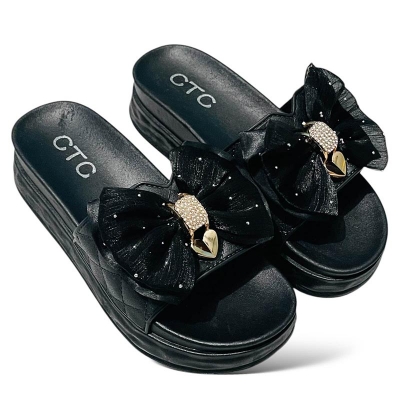 Picture of New Elegant Women Heeled Sandals with Bow Detail and Rhinestone Decoration - High-Quality Fashion Footwear