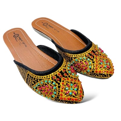 Picture of Girls stone covered nagra shoe stylish fashionable half shoe | Girls exclusive Eid collection nagra shoes EUR 36-40
