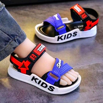 Picture of Kids Sports Casual Student Pvc Sandals Soft Non-slip Fashion Wild New Summer Children Beach Sandals For Boys And Girls Soft Toddler kids sandal Red Blue Black EUR 21-30