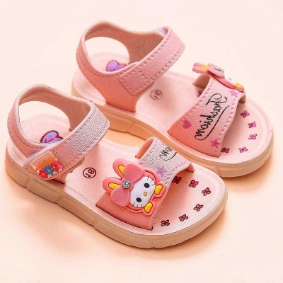 Picture of New Baby Girl Children Kids Comfortable Simple Cute Fabric Soft Bottom Non-Slip Design Outdoor Beach Sandals
