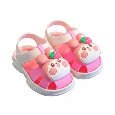 Picture of Children's Flip Flops Girls' Summer New Cartoon Girls' Non-Slip Soft Bottom Indoor Bathroom Baby Beach Slippers Pink & Green