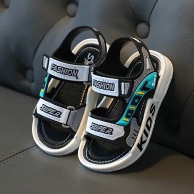 Picture of Kids Sports Casual Student Pvc Chinese Sandals Soft Non-slip Fashion Wild New Summer Children Beach Sandals For Boys And Girls Soft Toddler kids sandal Red Blue Black EUR 21-30