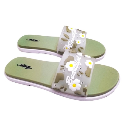 Picture of Original China Rubber Soft Flat Sandal For Woman Blue Green black