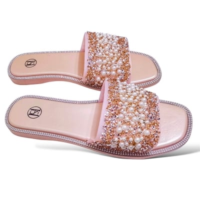 Picture of Womens Flat Viral Stylish Regular Shoes New Fashionable Slippers Ladies Flat Slipper Sandals New Premium Rubber Sandal for Girls lat Flip Flops Square Toe Outdoor Female Sandal/ Slippers for women