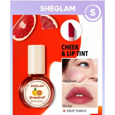 Picture of SHEGLAM For The Flush Lip & Cheek Tint-Fruit Punch Long-Lasting Matte Finish Lip Tint Easy-To-Use Lightweight Blush Moisturizing Lip Stain Liquid Lipstick Pink Liquid Lipstick