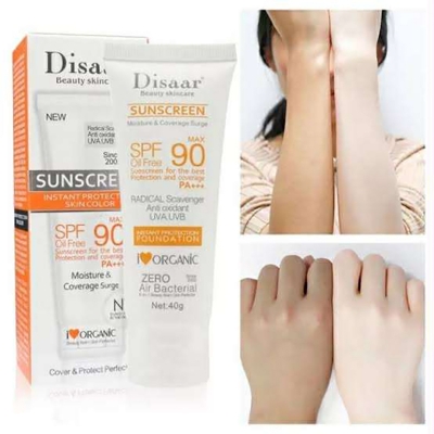 Picture of Disaar SPF90 Oil-Free Sunscreen Cream 40g | Instant Protection UVA UVB Foundation PA+++