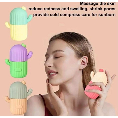 Picture of Cactus Shape Ice Roller For Face Reusable Ice Face Massager For Women Girl Eliminate Facial Puffiness In The Morning Easy To Use