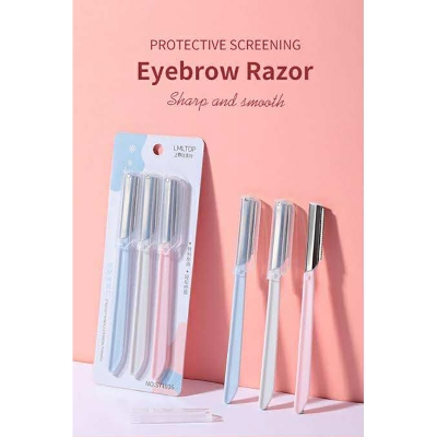 Picture of LMLTOP 3pcs Stainless Steel Eyebrow Razor Set High Quality Face Razors Eyebrow