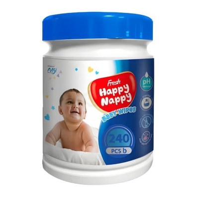 Picture of Fresh Happy Nappy Baby Wipes Canister 240 pcs