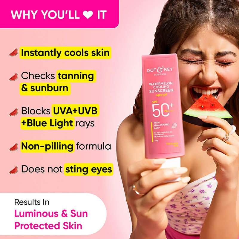 Picture of Dot & Key Watermelon Hyaluronic Cooling Sunscreen SPF 50 PA Plus - 80g