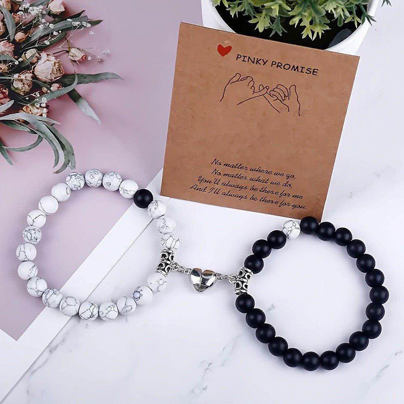 Picture of 2pcs Couple Bracelet With Magnetic Heart Men's and Women's Love   Bracelets